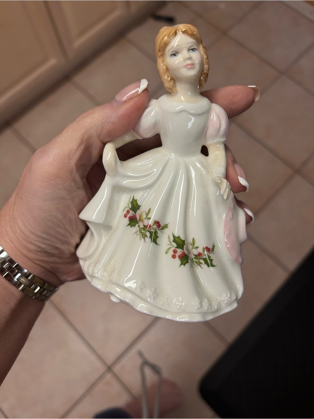 Royal Doulton Porcelain Figurine in White, Pink and Blonde